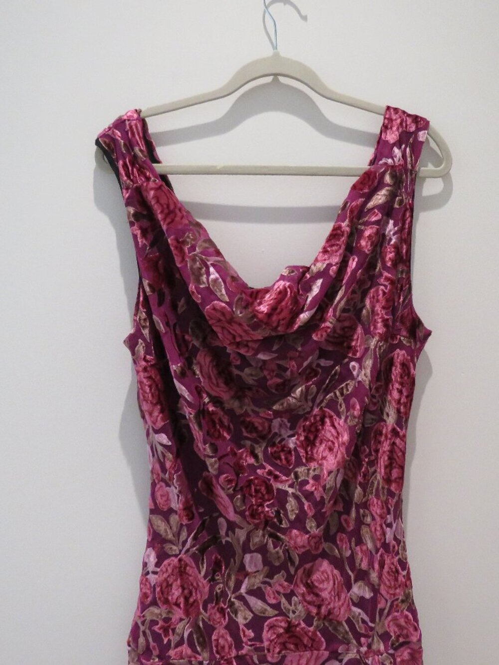 UNIQUE VINTAGE Velvet Burnout Floral Ruched Dress Pink XL Retro Pinup Cocktail - Picture 3 of 15